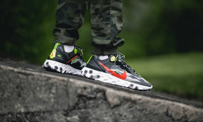 Nike react element 87 sale medium olive volt crimson